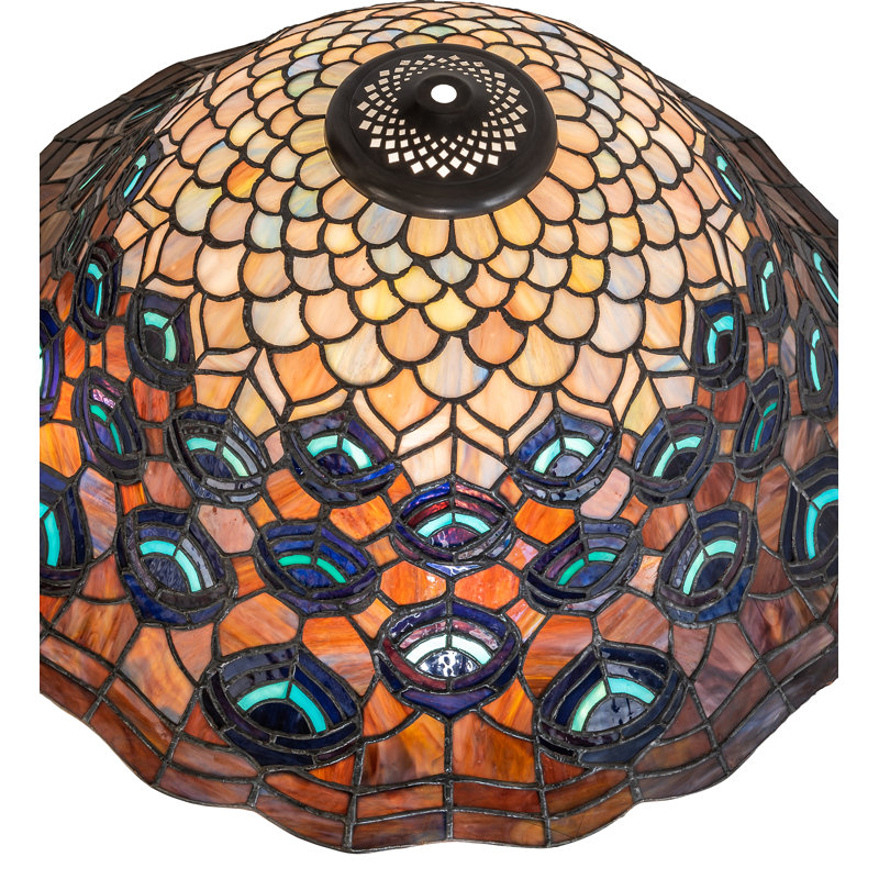 Abat-jour en plumes de paon de 20 po de largeur Tiffany