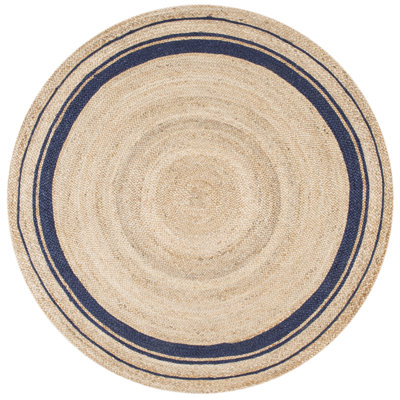 Tapis brun / bleu marine en jute tissé à la machine Speight