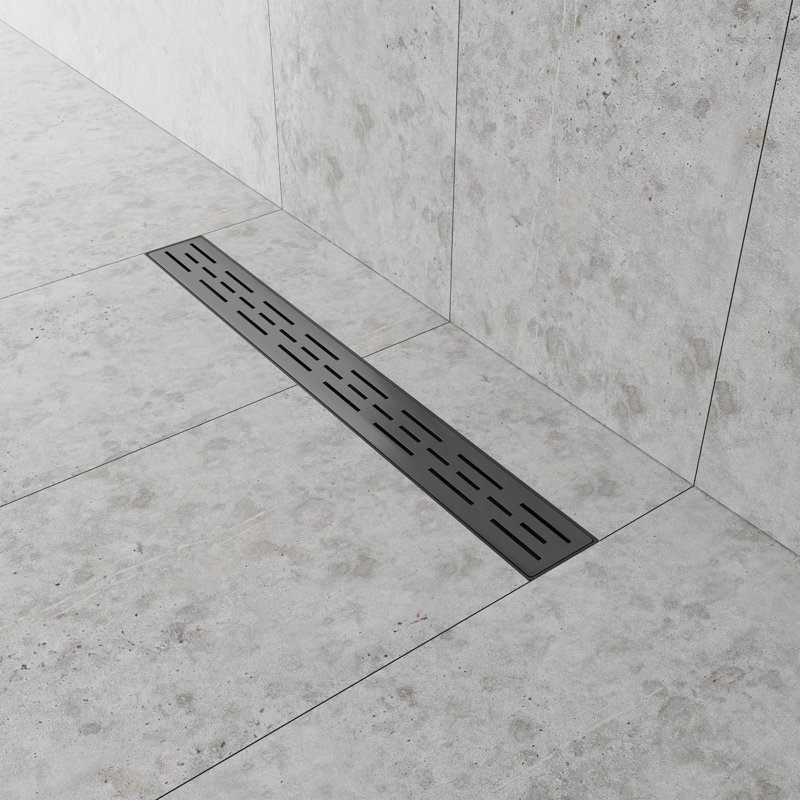 24" Linear Grid Shower Drain with Hair Strainer & Lifting Hook – Modern Stainless Steel Drain for Bathroom Showers