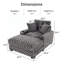 Chaise longue surdimensionnée en velours côtelé avec dossier réglable, station de charge intégrée, porte-gobelet et coussin décoratif-943835390