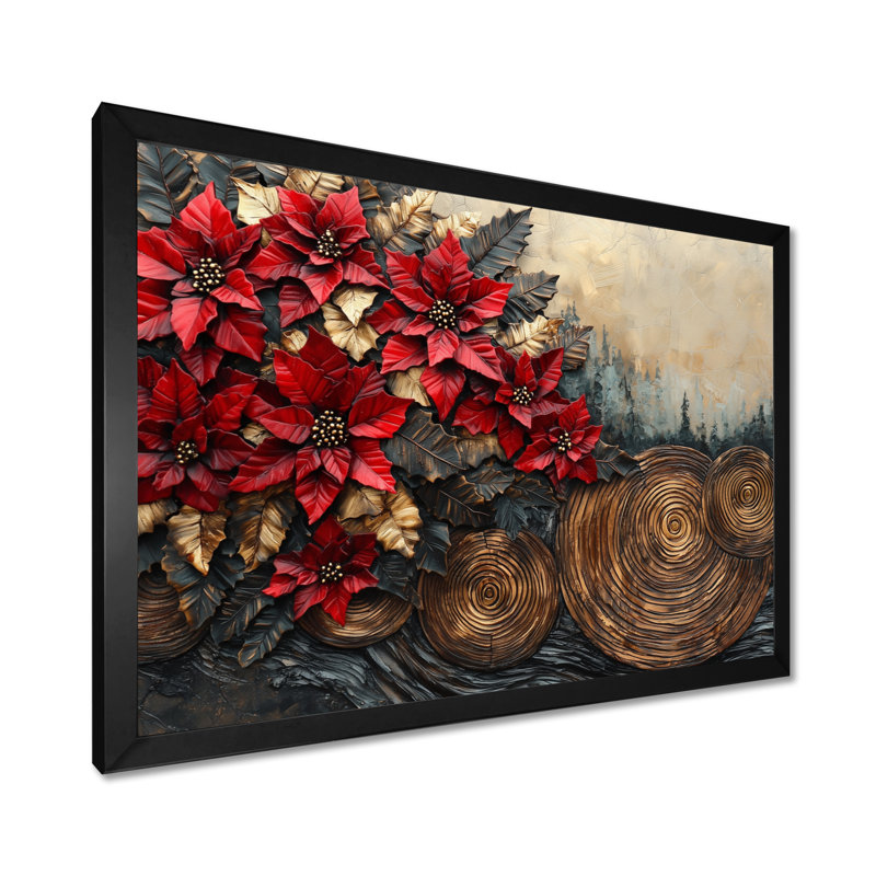 Govanna - art mural floral, H 12 po x l 20 po, Cadre simple noir