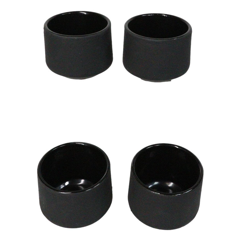 Ensemble de 4 tasses à thé cylindriques noires de style japonais Tetsubin en fonte., Black