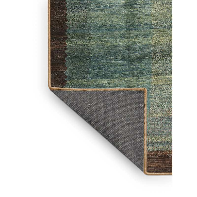 Tapis jaune/gris/brun contemporain, Rectangle 2 pi x 5 pi