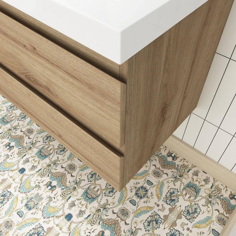Meuble-lavabo simple avec plateau Gombach, Chêne