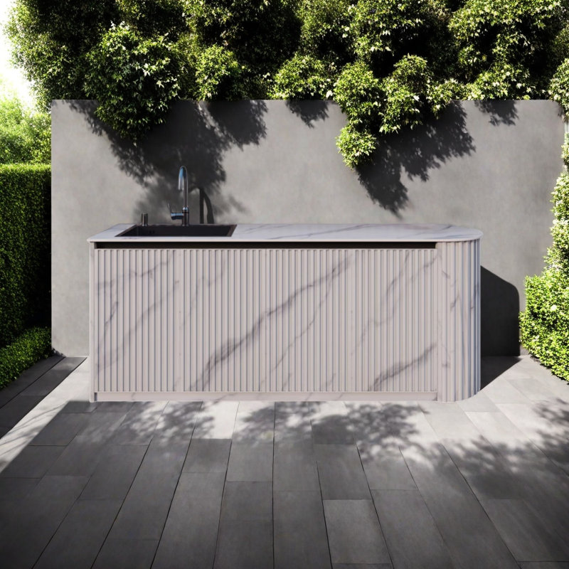 Meuble-lavabo d'extérieur à panneau basculant tout aluminium