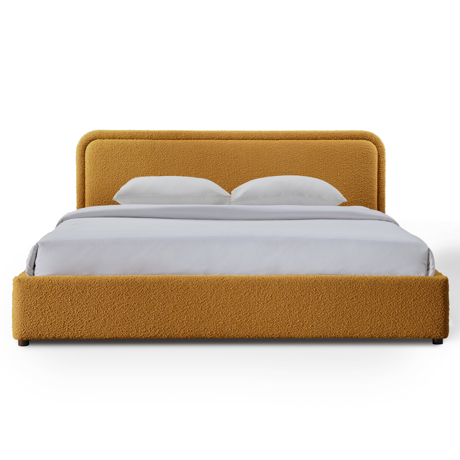 Baneza Platform Bed, King, Mustard Boucle
