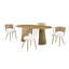 Table de salle à manger extensible en bois massif 5 pièces + 4 chaises en osier-1529858331-1529858332