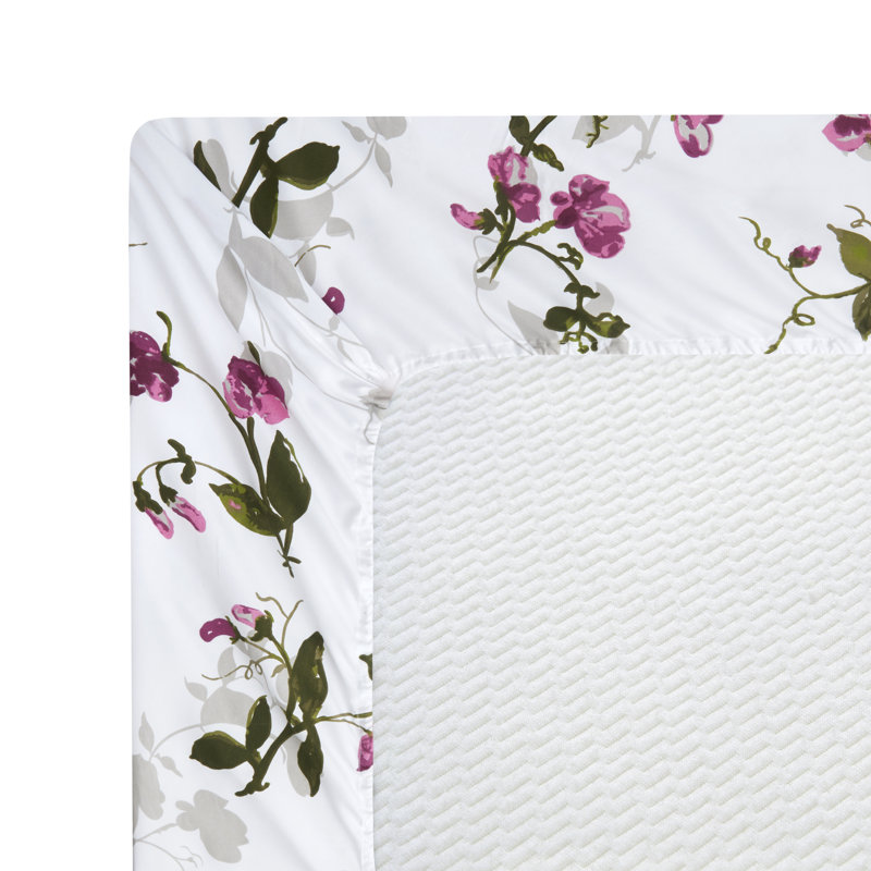 Queen Pink Floral Print Bamboo Polyester Deep Pocket Bedding Set