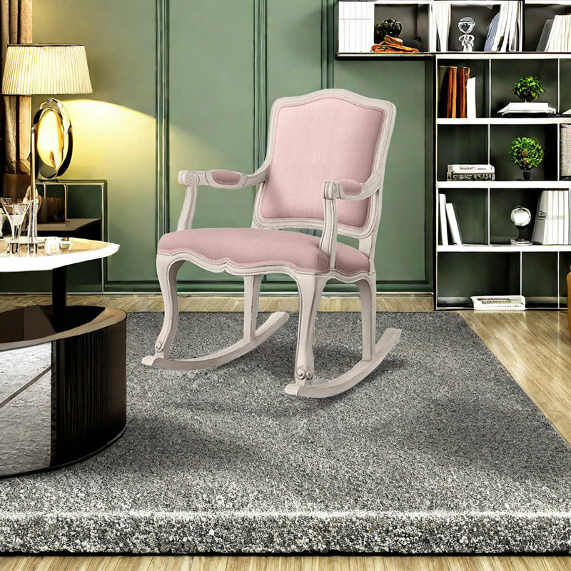 Chaise berçante confortable en bois massif ergonomique, Rose