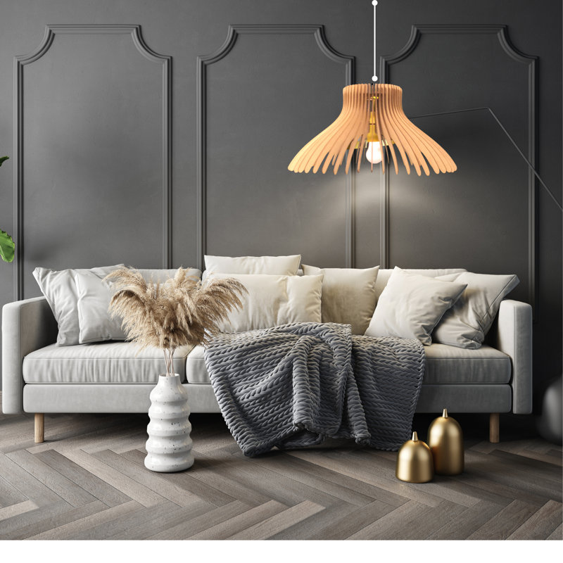 25cm H Wood Bell Pendant Shade ( Screw On ) in Natural Wood
