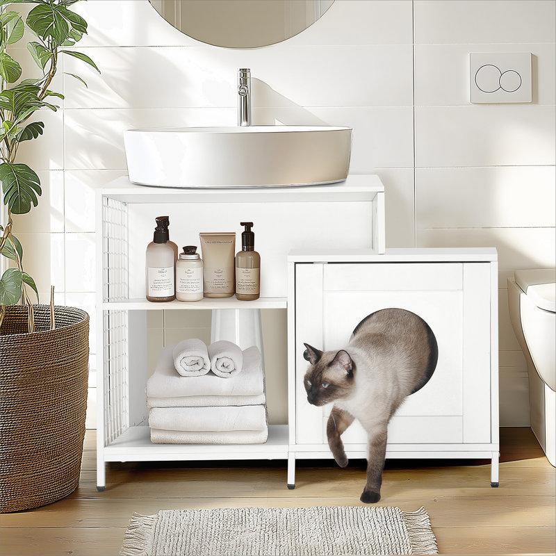 Enceinte polyvalente pour litière pour chat avec plusieurs options de rangement