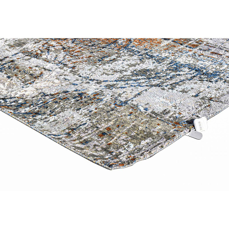 Hand Knotted Abstract Area Rug in Gray/Black, Rectangle 8' x 10'