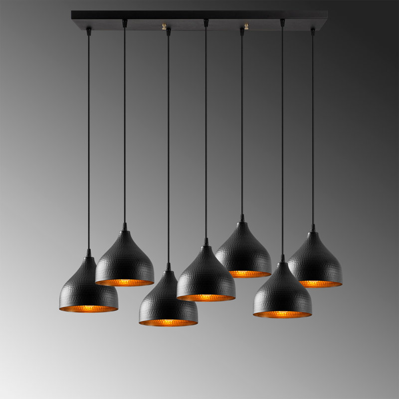 Manitowoc 7 - Light Black Kitchen Island Pendant, Black