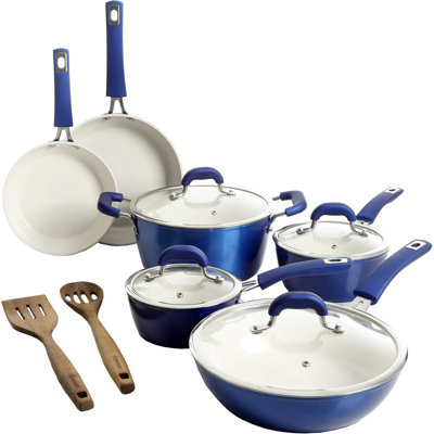 Kenmore Arlington 12-piece Aluminum Ceramic Coated Nonstick Cookware Set In Metallic – Durable, Healthy Cooking On All Stovetops