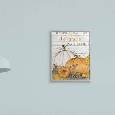 «Leaves Falling Autumn Calling Quote Farm Harvest» par Gail Green - impression d'art textuel