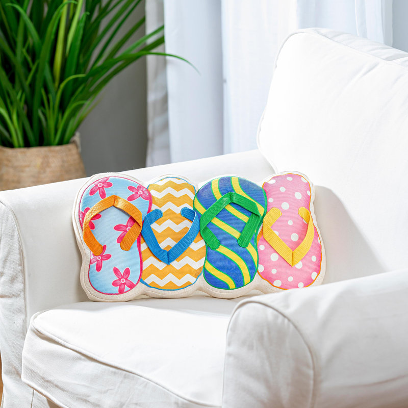 Flip Flops Shaped Accent Pillow, 17.5in.