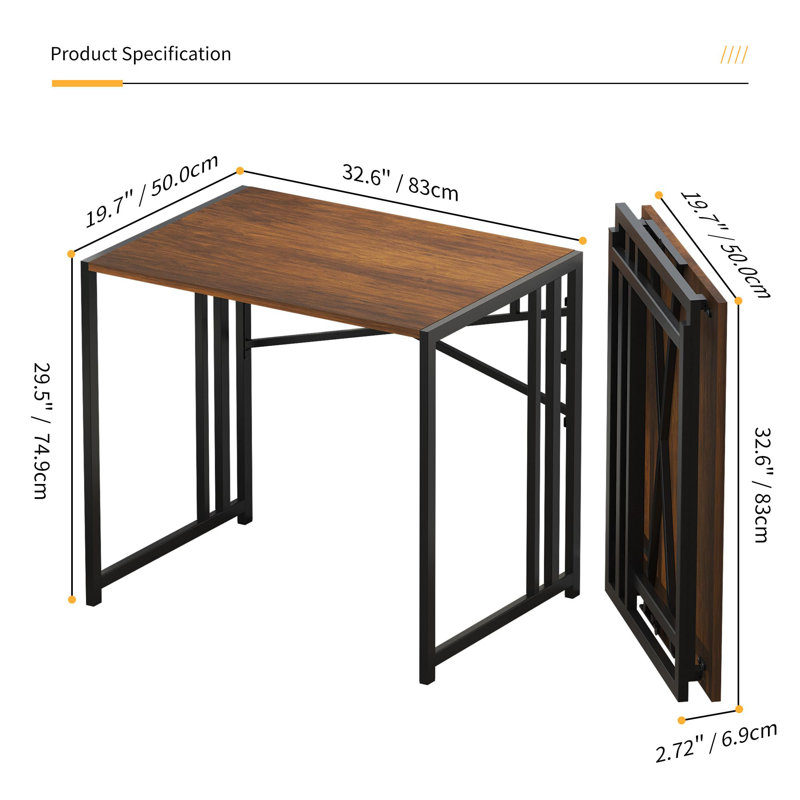 Metal Base Computer Desk, Mahogany/Black