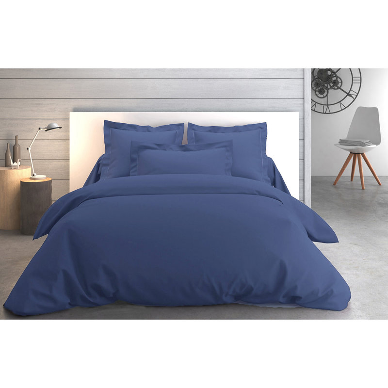 Vexin 100% Cotton Percale Fitted Sheet, King, Blue Ink