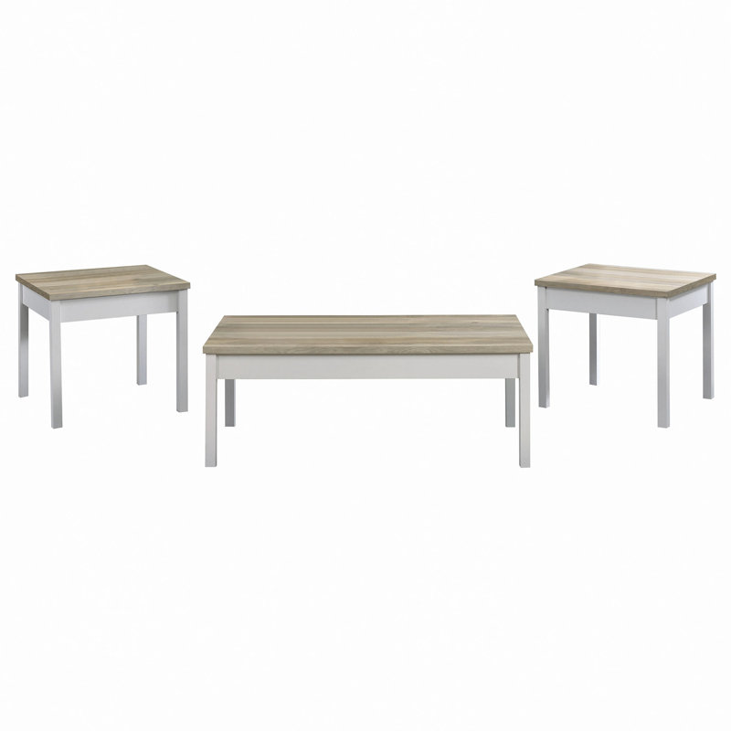 Ensemble de tables basses en pin vieilli et 3 pièces