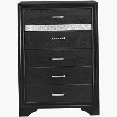 Commode de chambre noire à 6 tiroirs