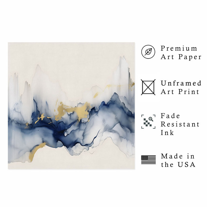 Abstract Waves II Modern Unframed Art Print, 12" H x 12" W