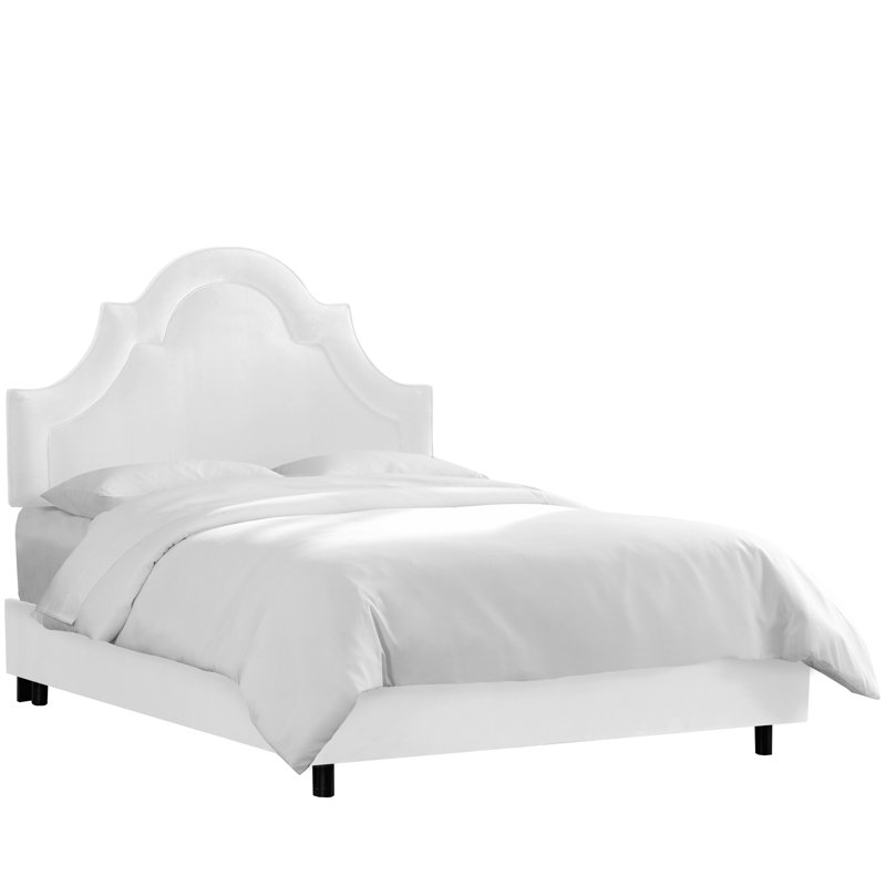 Avione Upholstered Standard Bed, Full, Classic White Velvet