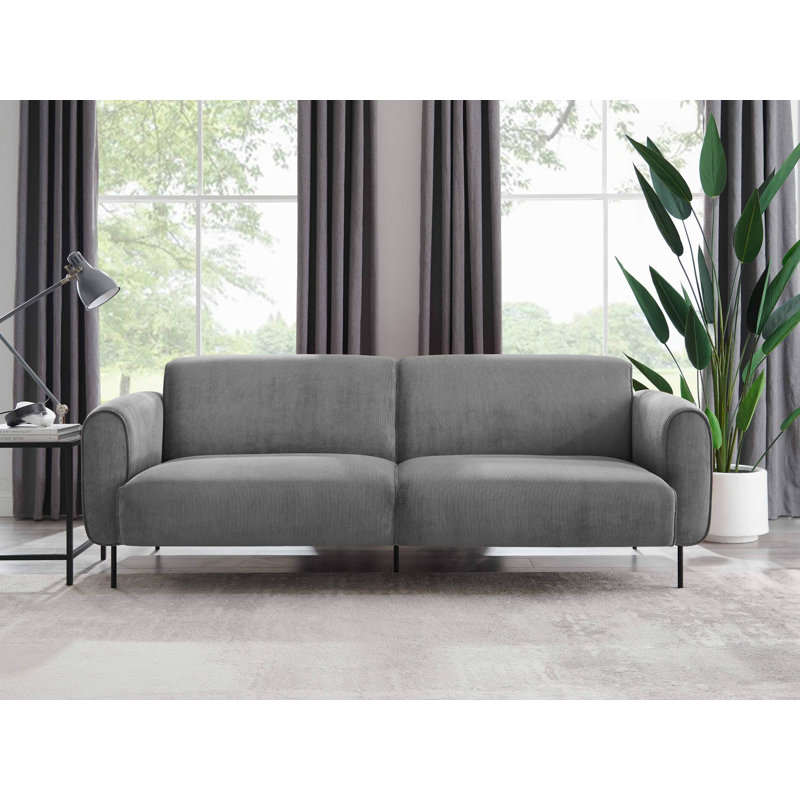 213.2Cm Round Arms Sofa, Grey