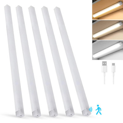12inch Under Cabinet Lighting, 5 Pack Rechargeable Motion Sensor Light Indoor, 3-color Magnetic Closet Lights, Wireless Under Counter Lights