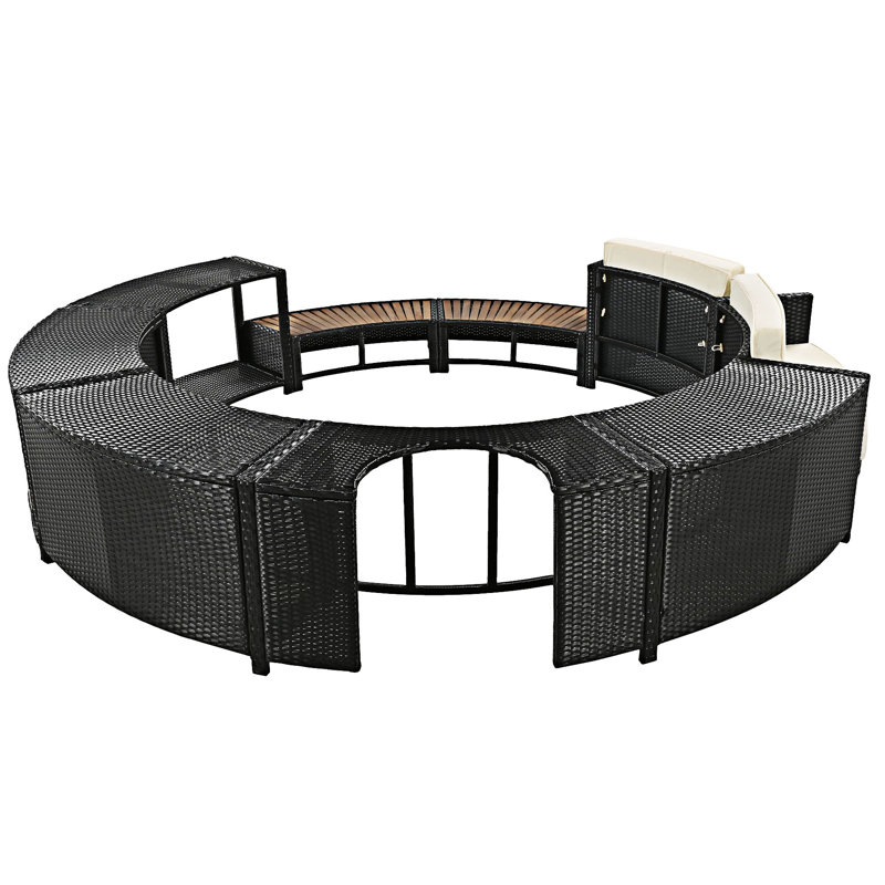 Ensemble de canapé de patio en rotin avec espaces de rangement, Beige