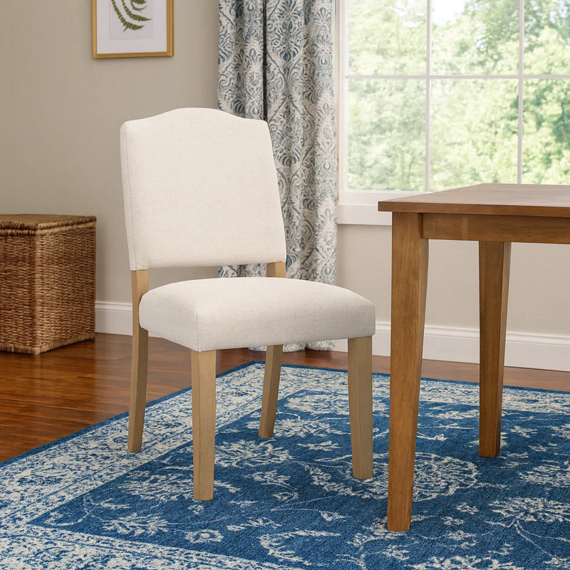 Chaise d'appoint latérale, structure en bois massif à dossier ouvert, tissu crème