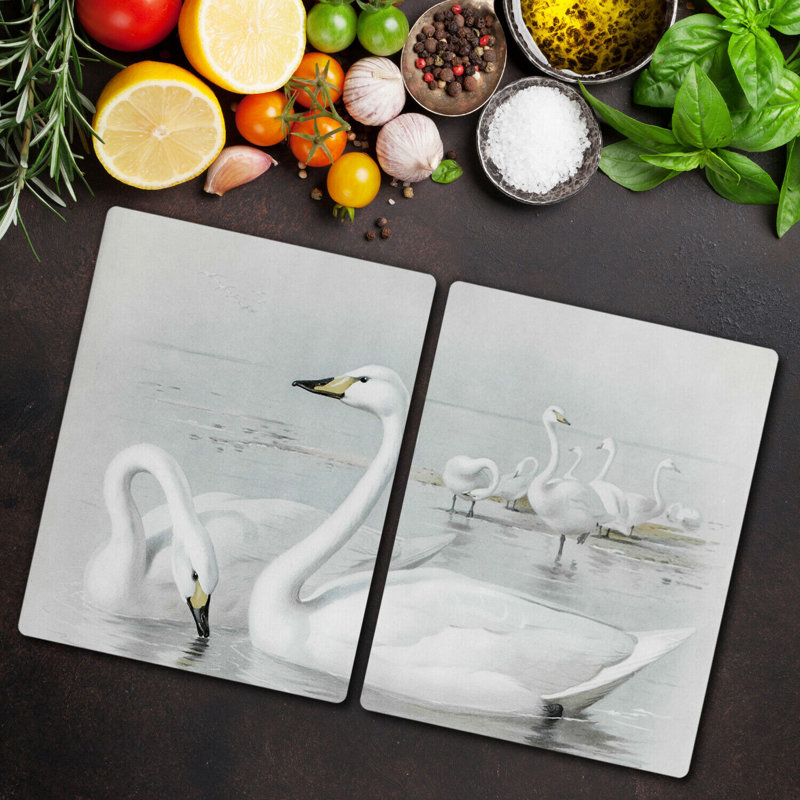 Dichiera Tempered Glass Swans Lake Chopping Board, 52cm x 30cm