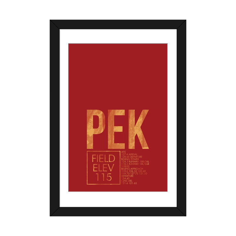 Art textuel sur toile "Pékin", H 24 po x l 16 po x P 1 po, Papier d'art encadré noir, Blanc