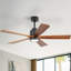 Ventilateur de plafond 52 po à pales en bois massif à intensité variable avec lumières et télécommande-1642541689