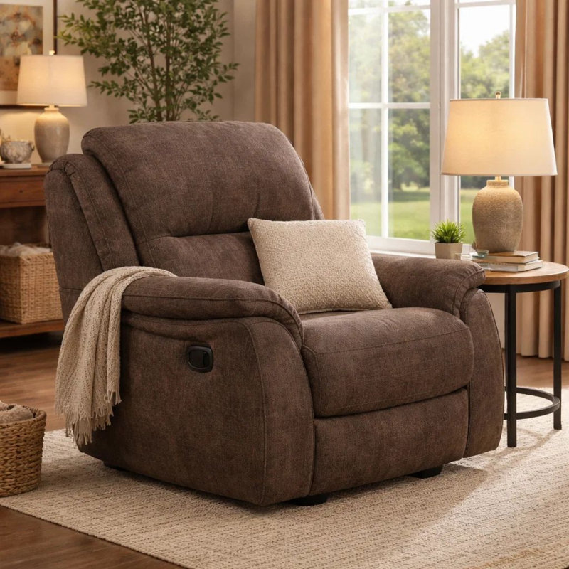 Fauteuil inclinable manuel avec accoudoirs moelleux Heny, Marron foncé