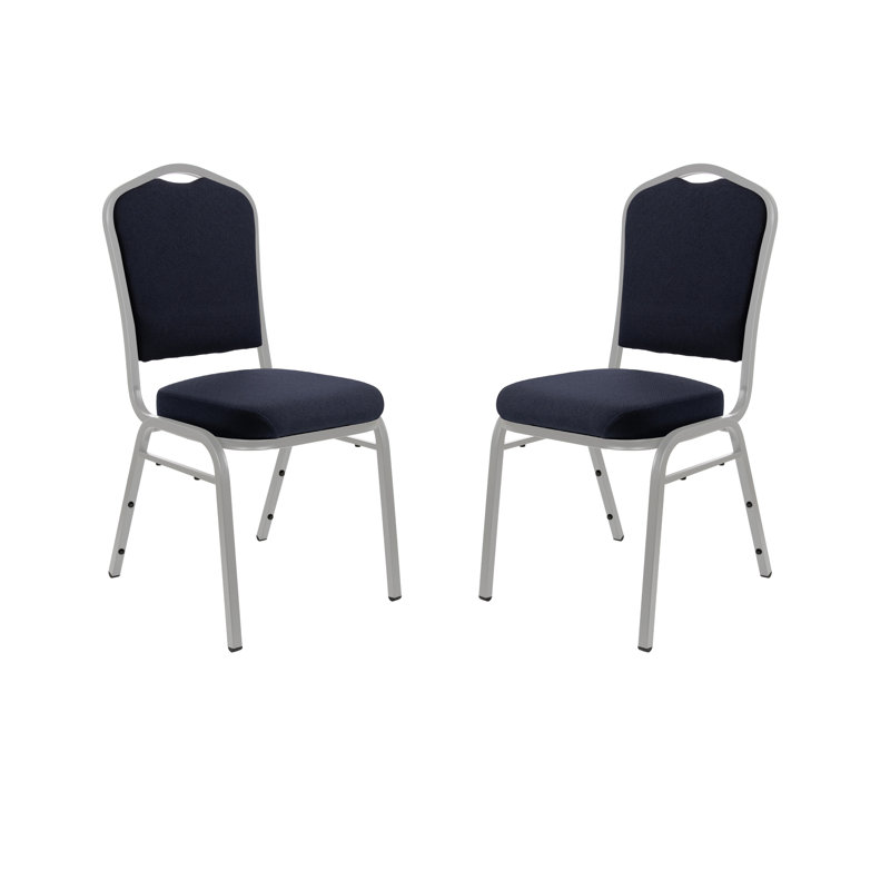 Lila Fabric Stack Chair (2 Pack), Silver, Midnight Blue