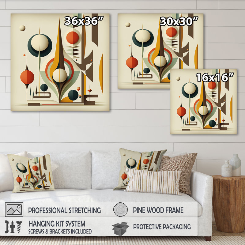 Art mural encadré rétro Mid-Century, L 16 po x H 16 po