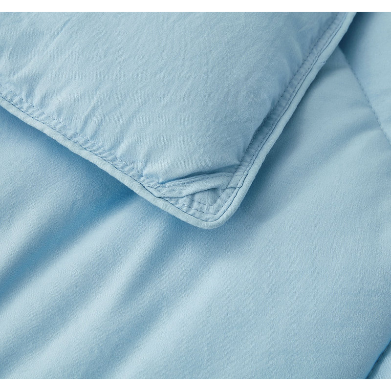Washed Microfiber Bedding Honeycomb Comforter Set, King Comforter + 2 King Shams, Chambray Blue