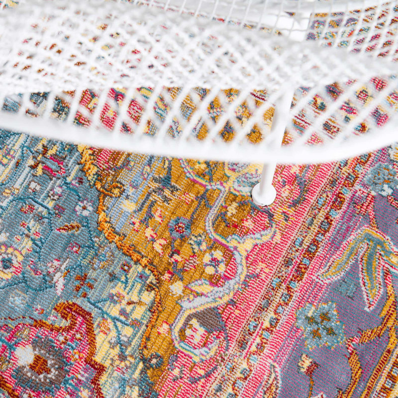 Tapis multicolore à motif abstrait Folmar, Octogonal 5 pi, Pink/Orange/Blue