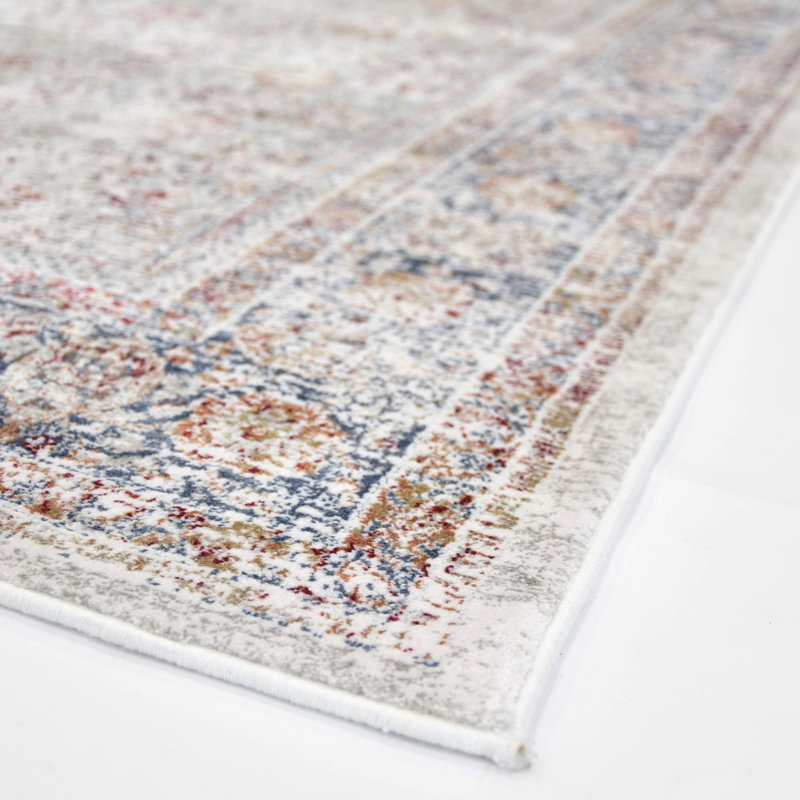Luxurious Beige and Blue Viscose Rectangular Area Rug