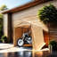 Garage portatif d'extérieur de 7 pi x 8 pi pour ancrages imperméables, à neige, à boutons et à ancrage, cordes à vent, 2 portes roulantes, fenêtres de ventilation, ensemble de piquets inclus