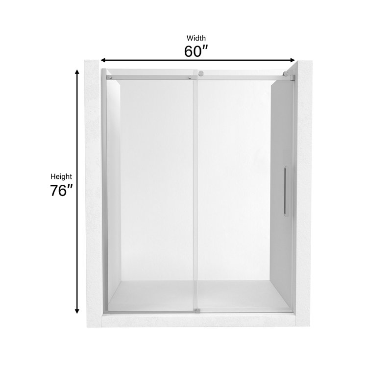 56"-60" W x 76" H Frameless Single Sliding Shower Door with Soft-Closing And Clear Tempered Glass, Brushed Nickel