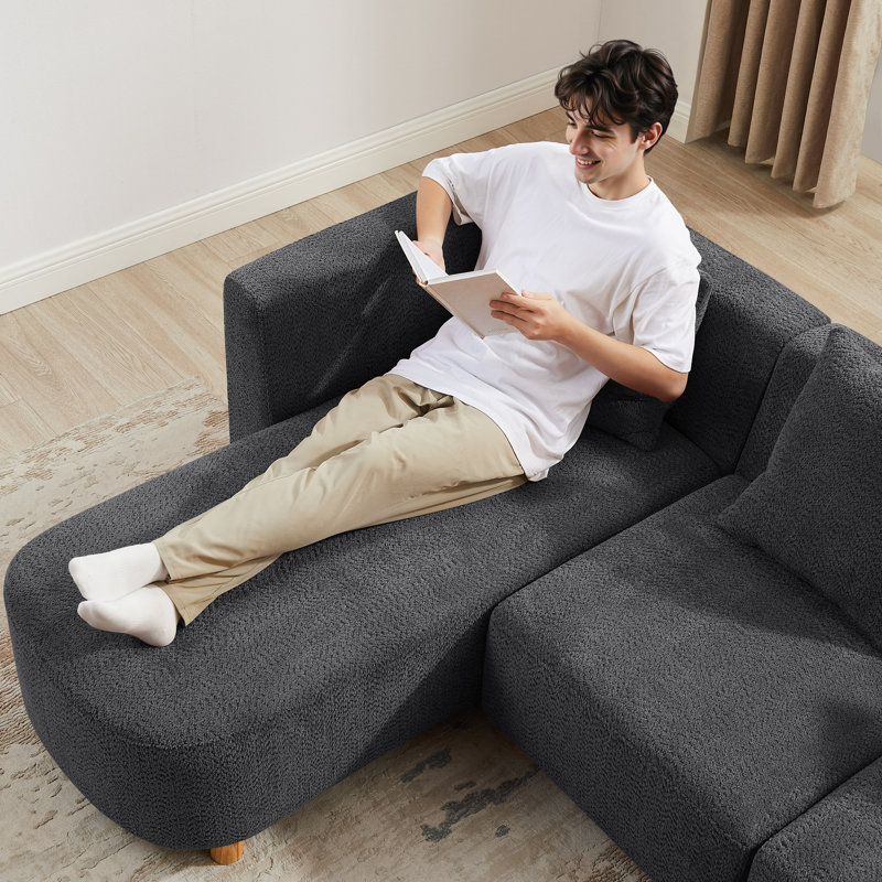 113’’ U-Shape Upholstered Sectional Sofa Couch For Modern Living, Dark Gray Polyester