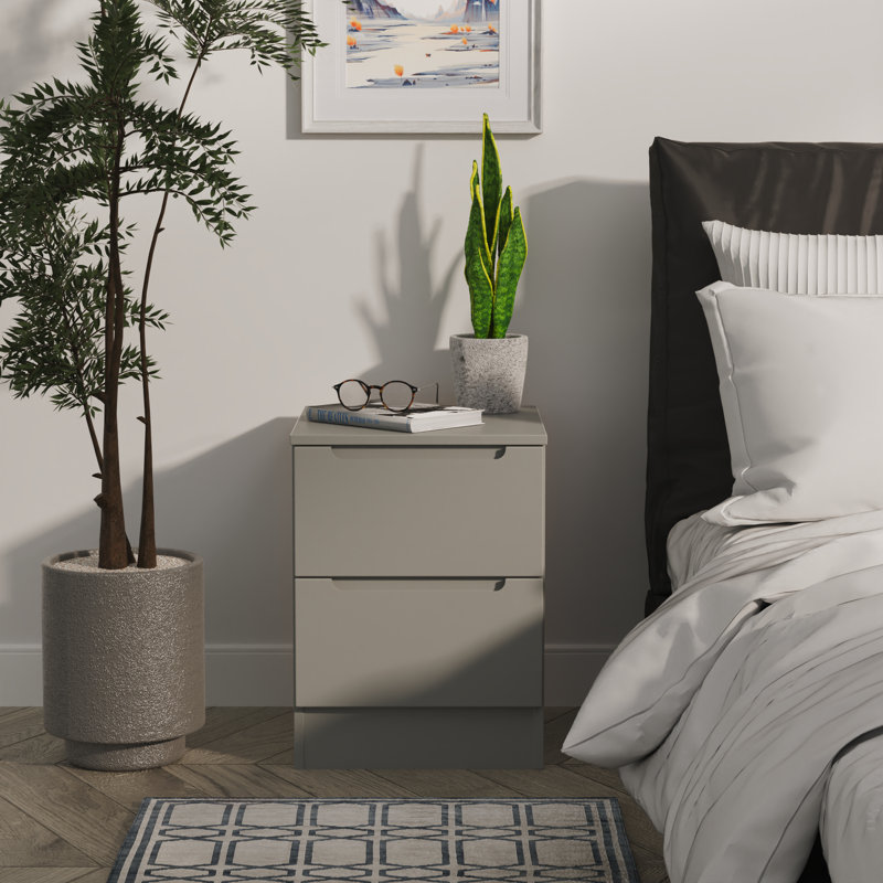 Bisma 37cm W Manufactured Wood Bedside Table, Grey