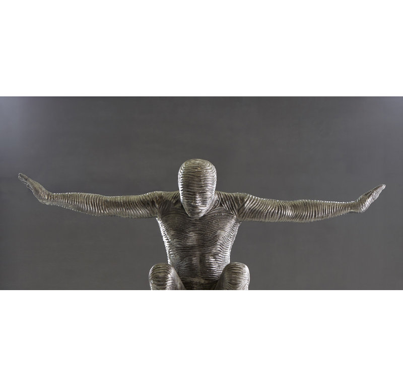 Transitional Large Silver Metal Outstretched Arms Statue