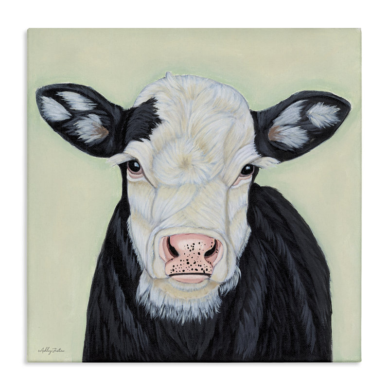  "Vache avec oreilles tachetées" par Ashley Justice, H 30 po x l 30 po