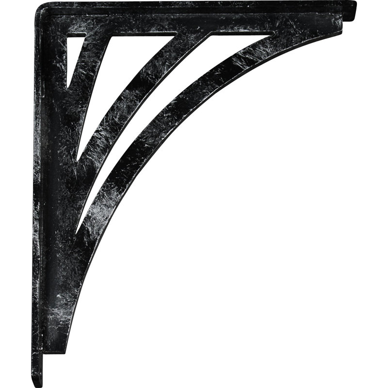 Nevio Wrought Iron Bracket, Antiqued Silver, 12" H x 1.5" W x 10" D
