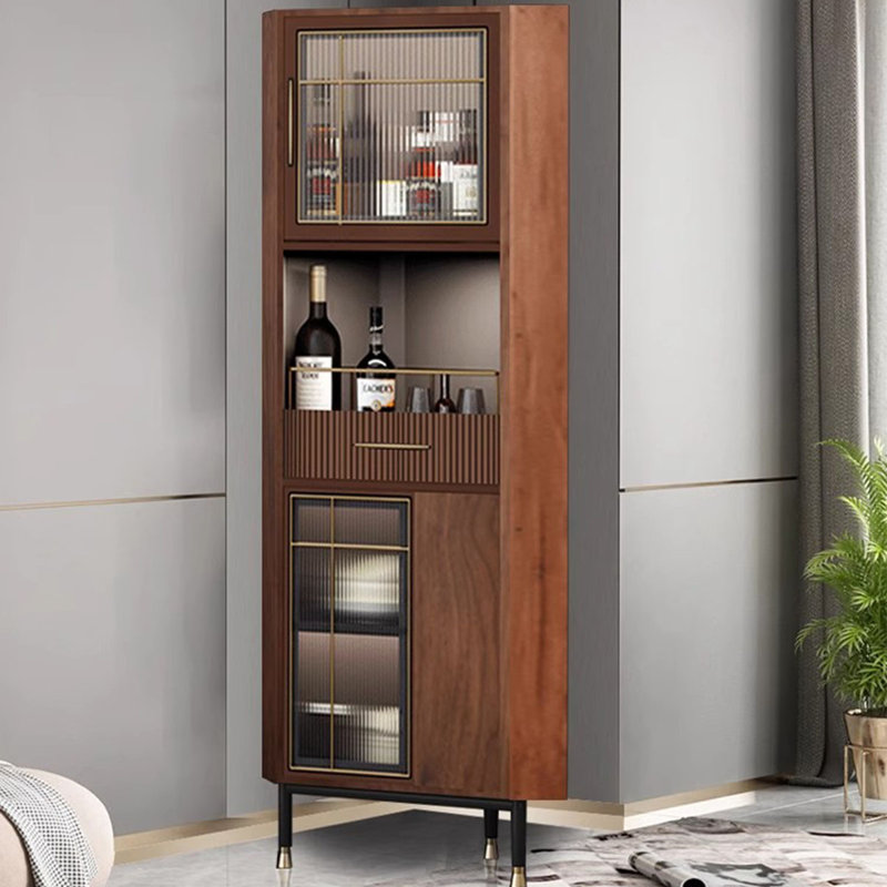 Armoire de coin en bois manufacturé noyer, Noyer