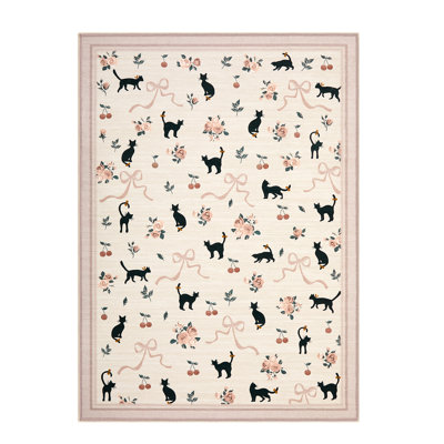 Tapis pour chat Tapis lavable à la machine Tapis antidérapant de style gothique floral Boho Tapis de salon