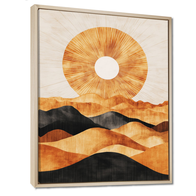 Retro Desert Wall Art, Sunset Line Canvas, Centano, H 20 po x l 12 po, Cadre naturel flottant