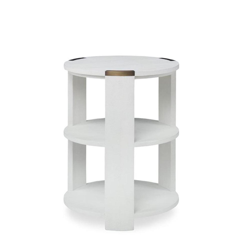 Tribeca Side Table - Three Tier 14', 26" H x 20" W x 20" D, Dove White Shagreen